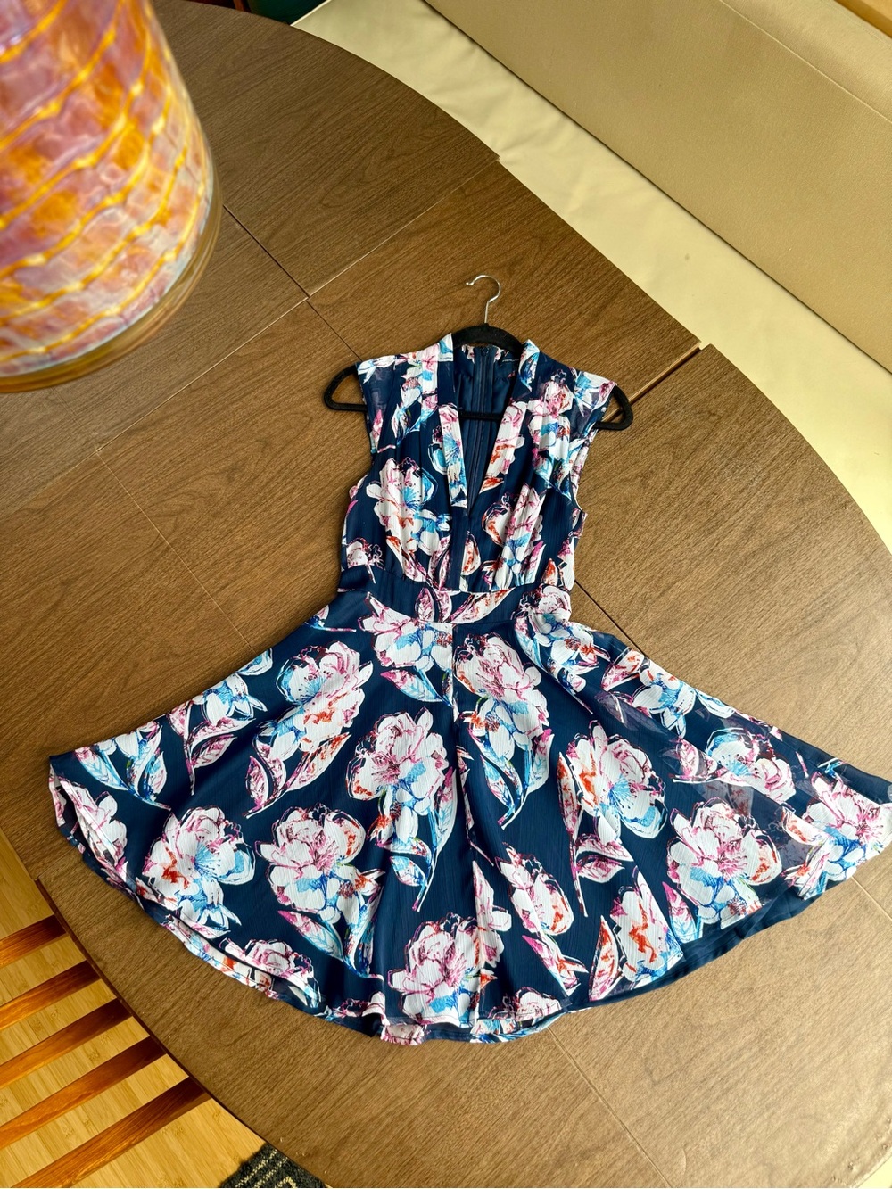 French Connection Navy Floral Fit & Flare Dress